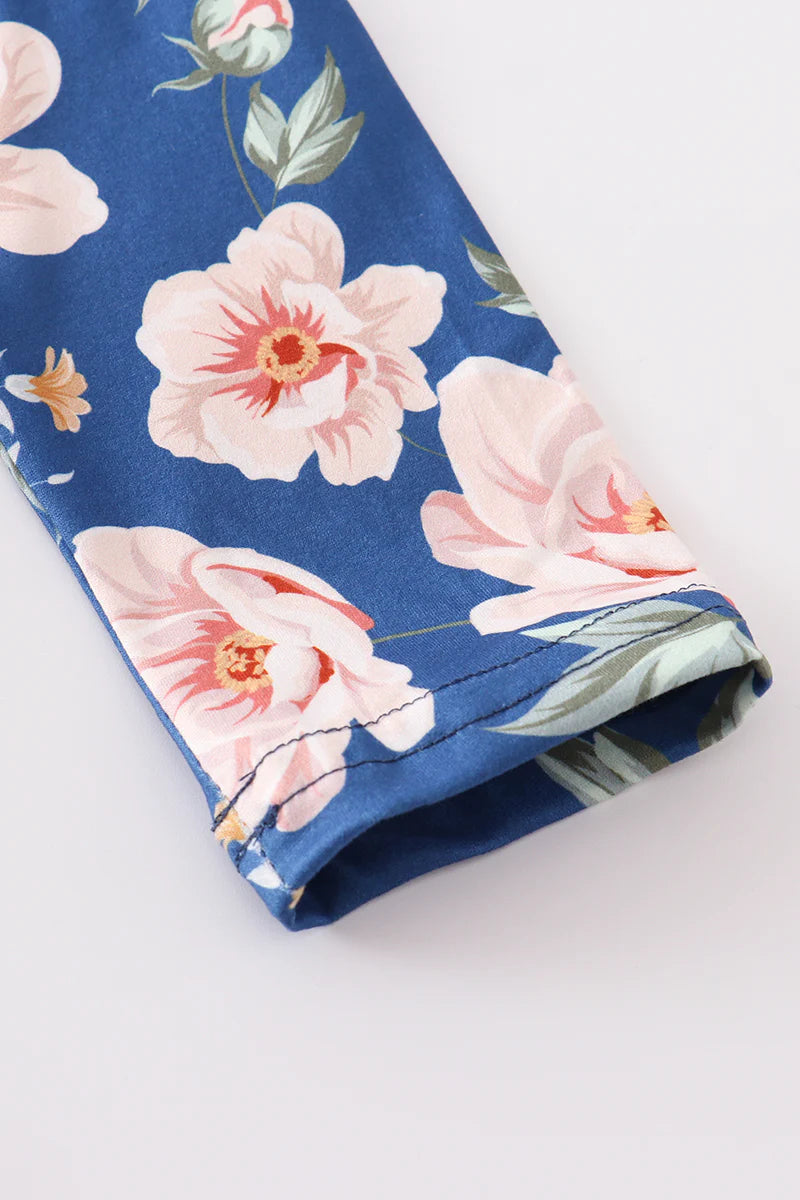 Navy & Blush Floral Dress - Braxton Rayemyer