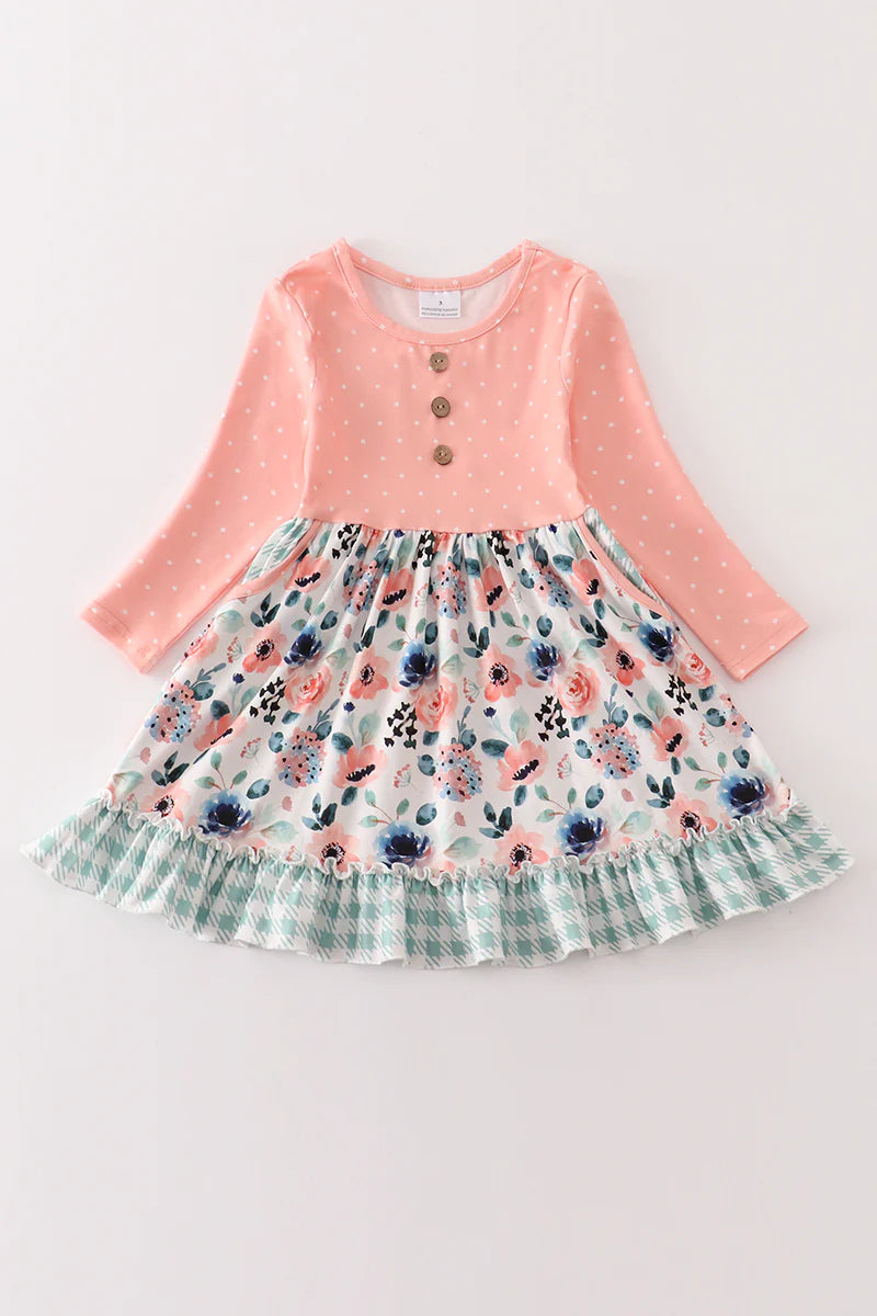 Coral Floral Print Ruffle Dress – Braxton Rayemyer