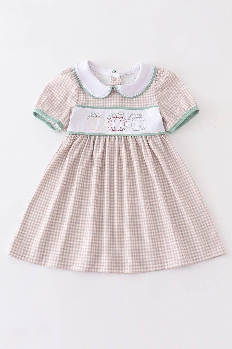 Honeydew - Plaid pumpkin embroidery dress - Braxton Rayemyer