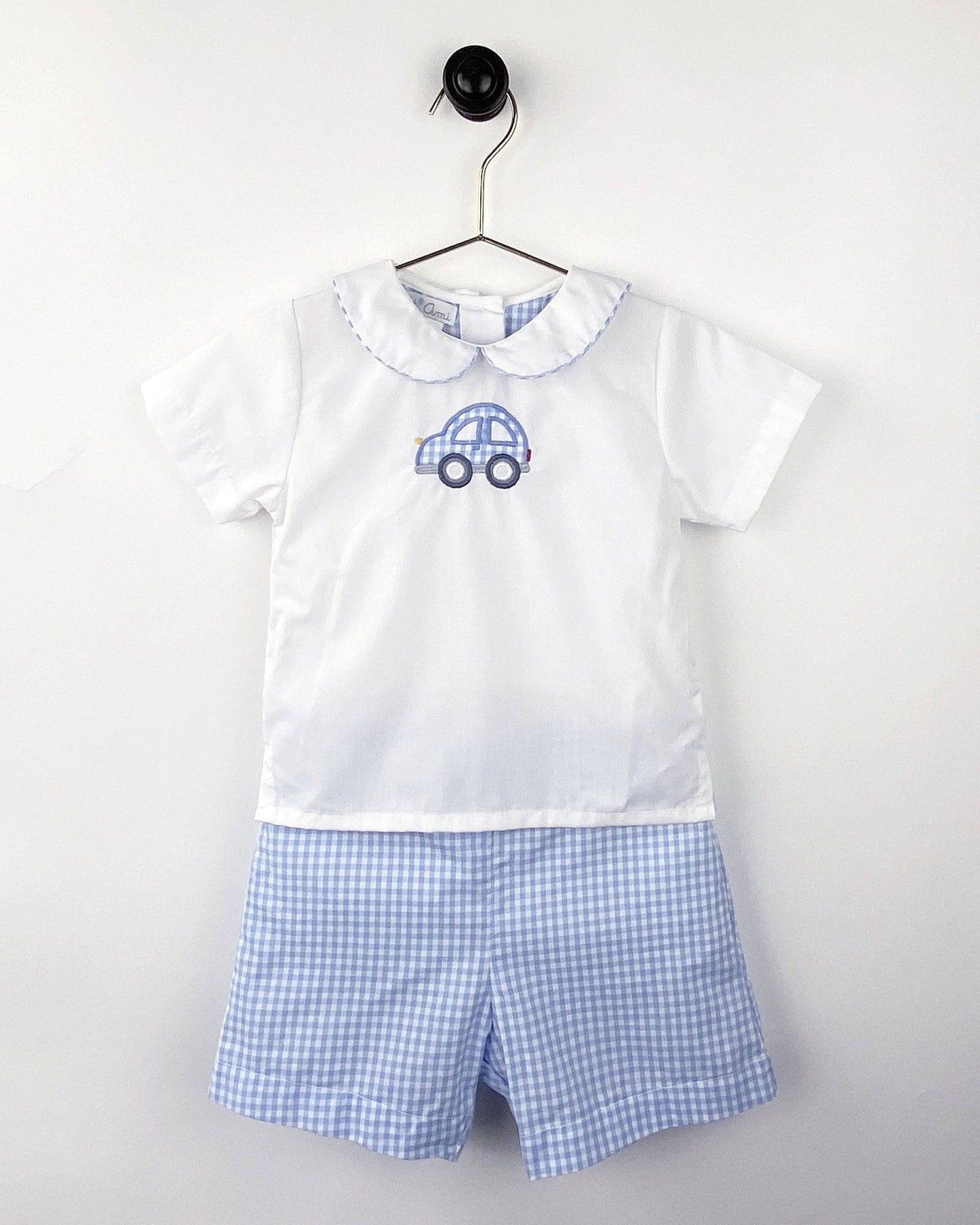 Car Applique Shirt and Shorts Set (with Removable Bib) - Braxton Rayemyer 