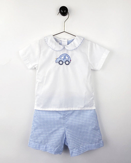 Car Applique Shirt and Shorts Set (with Removable Bib) - Braxton Rayemyer 