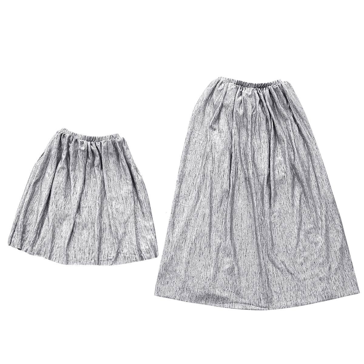 Metallic Midi Skirt Sparkly Elastic Waist