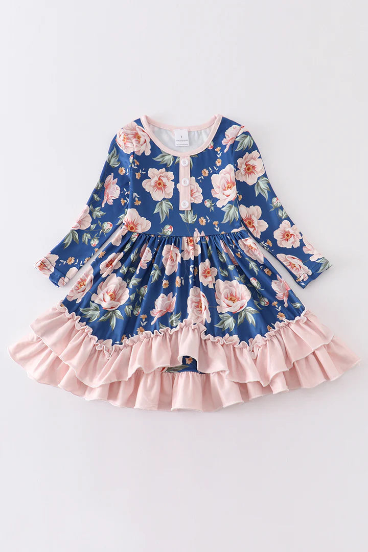 Navy & Blush Floral Dress - Braxton Rayemyer 