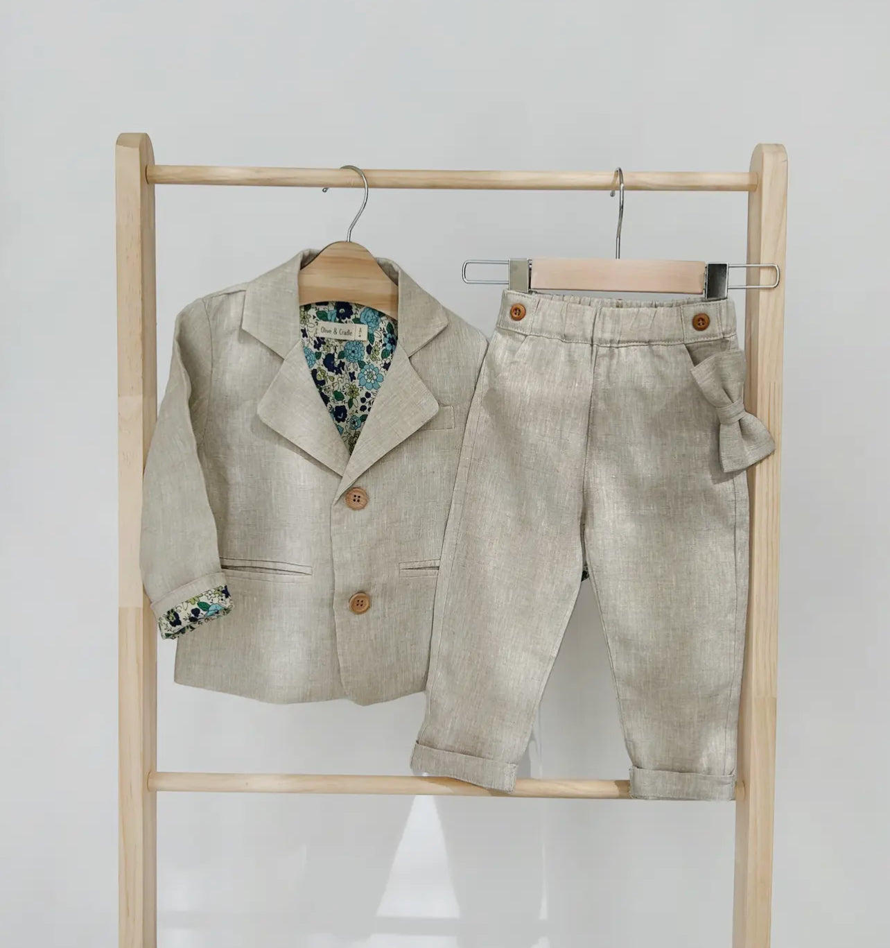 Boys Suit Blazer + Pants 4pc set Cotton Linen