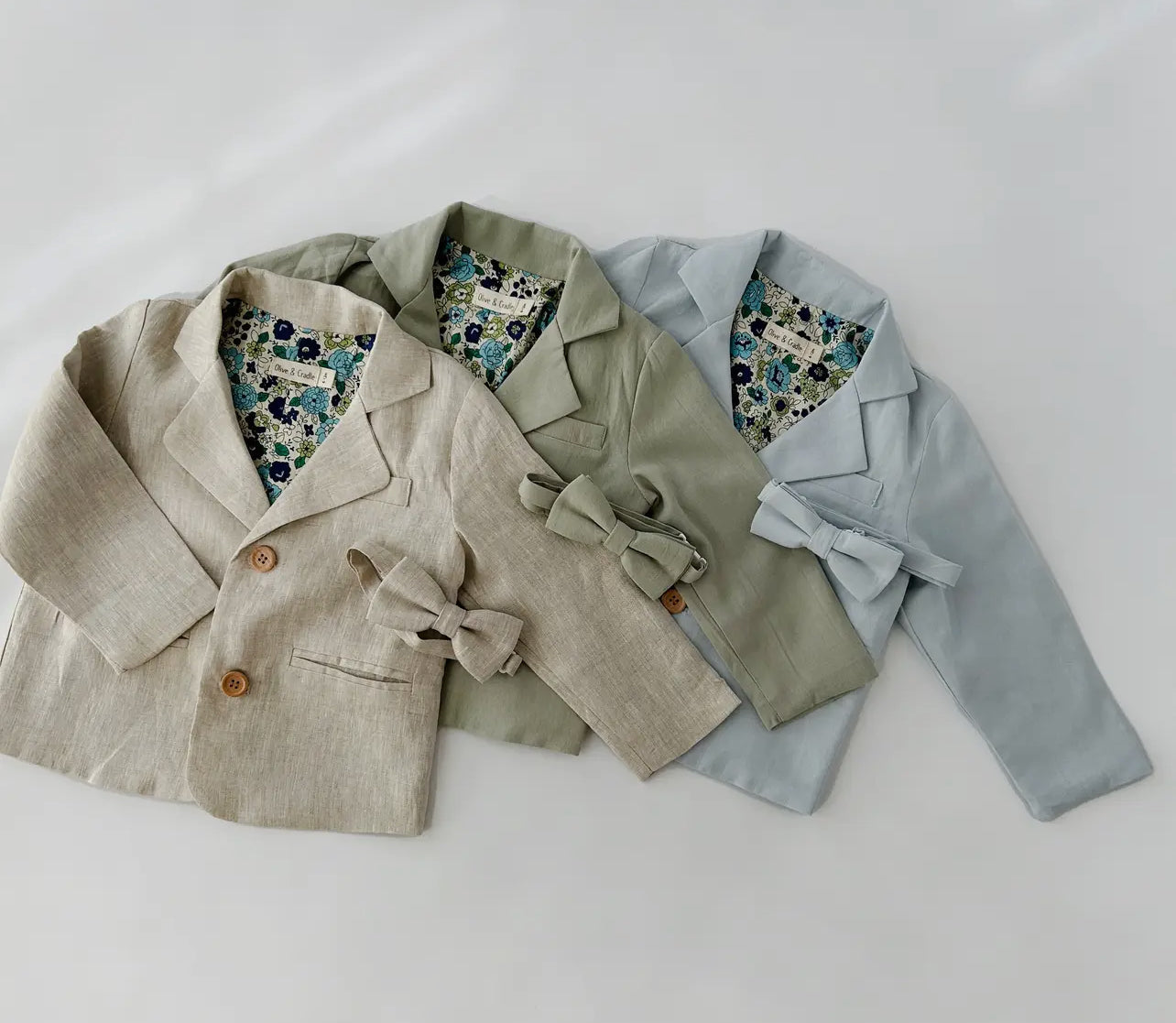 Boys Suit Blazer + Pants 4pc set Cotton Linen