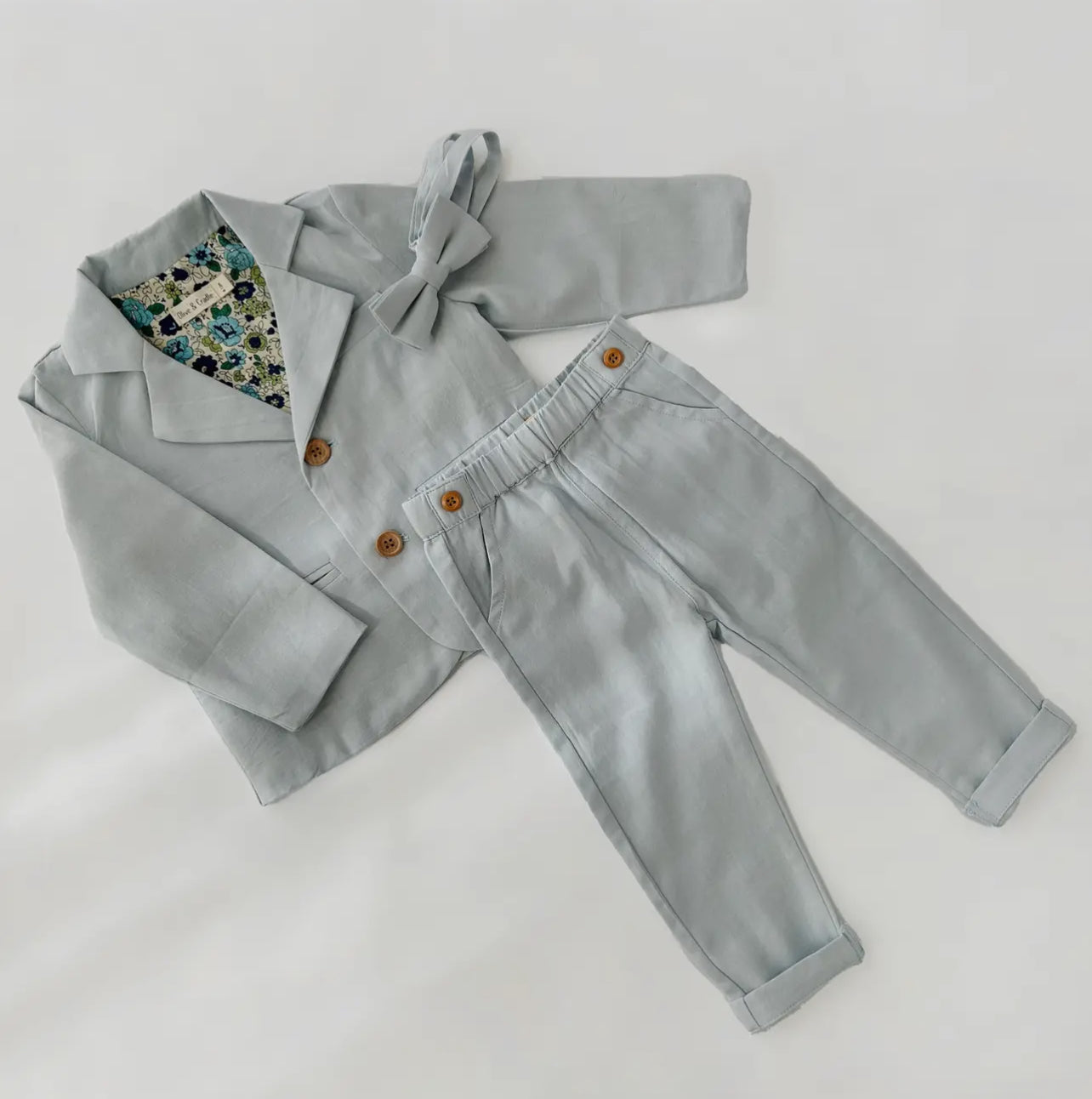 Boys Suit Blazer + Pants 4pc set Cotton Linen