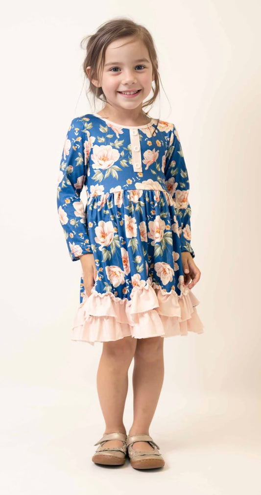 Navy & Blush Floral Dress - Braxton Rayemyer 