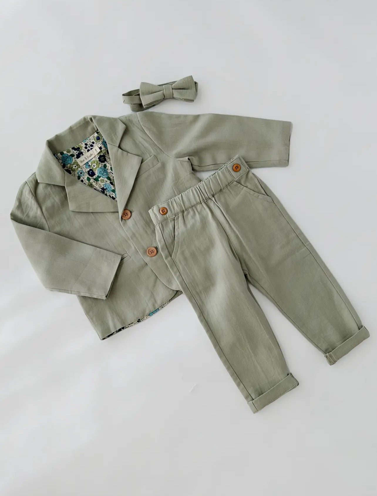 Boys Suit Blazer + Pants 4pc set Cotton Linen