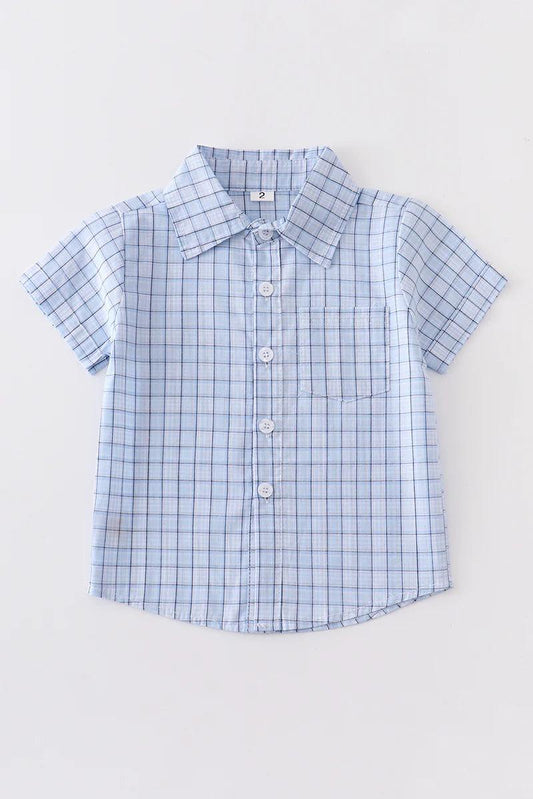 Honeydew - Blue Plaid Button Down Boy Shirt - Braxton Rayemyer 