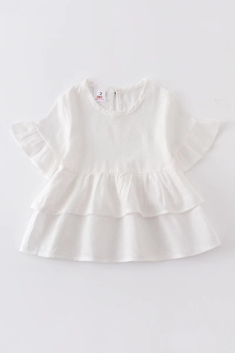 White Ruffle Tiered Tunic Dress - Braxton Rayemyer 