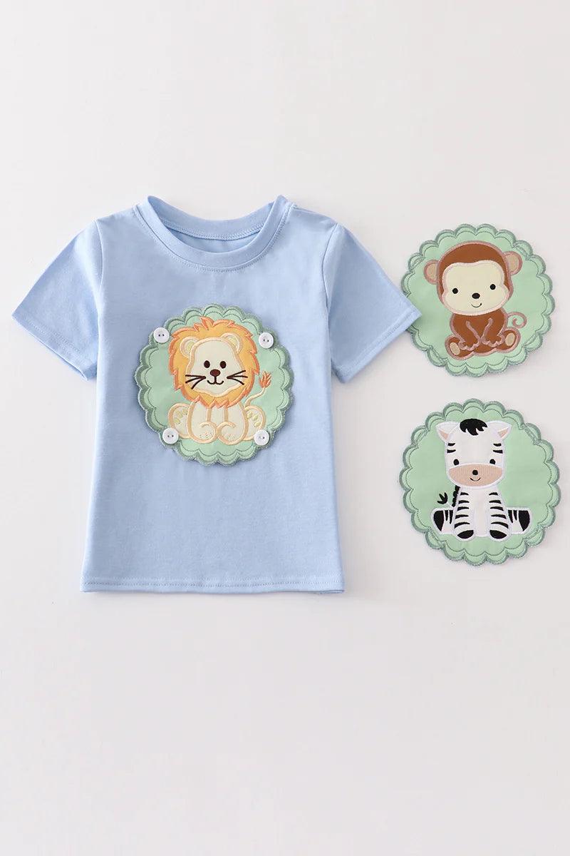 DIY Lion -Zebra -Monkey Interchangeable Appliqué Boy Top - Braxton Rayemyer 