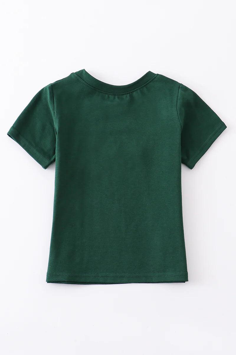 Green Dog Embroidery Birthday Boy Top - Braxton Rayemyer 