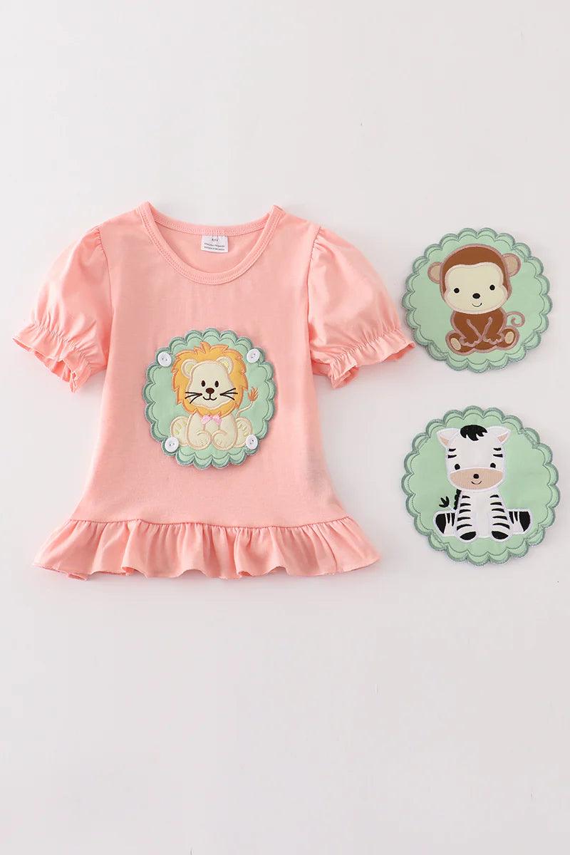 DIY Lion-Zebra-Monkey Interchangeable Appliqué Girl Top - Braxton Rayemyer 