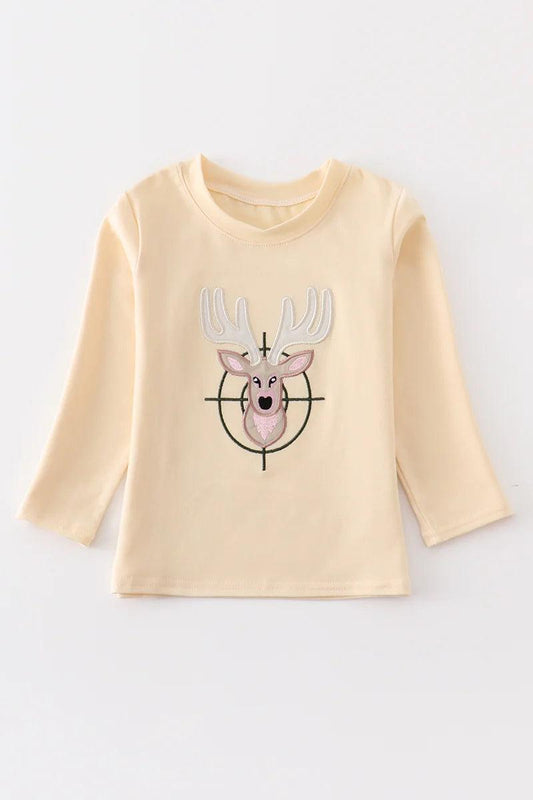 Beige Reindeer Top - Braxton Rayemyer 