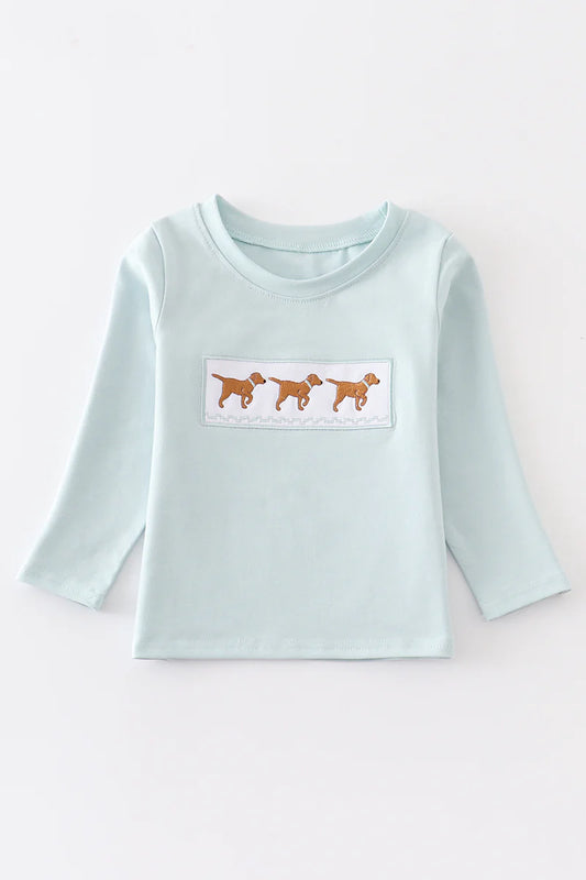 Green Dog Embroidery Boy Top - Braxton Rayemyer 