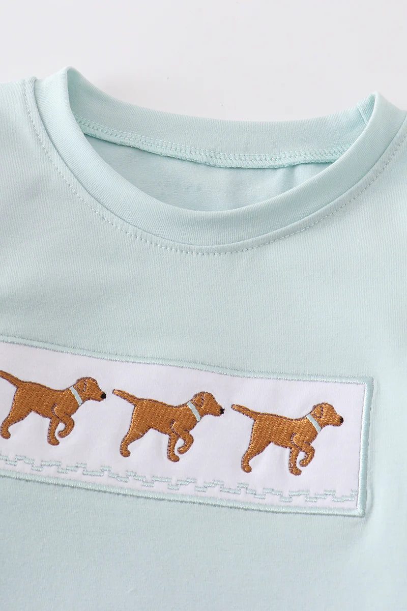 Green Dog Embroidery Boy Top - Braxton Rayemyer 