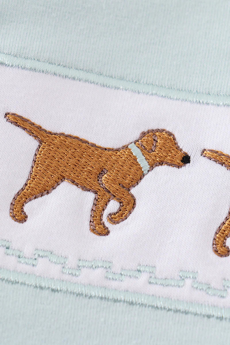 Green Dog Embroidery Boy Top - Braxton Rayemyer 