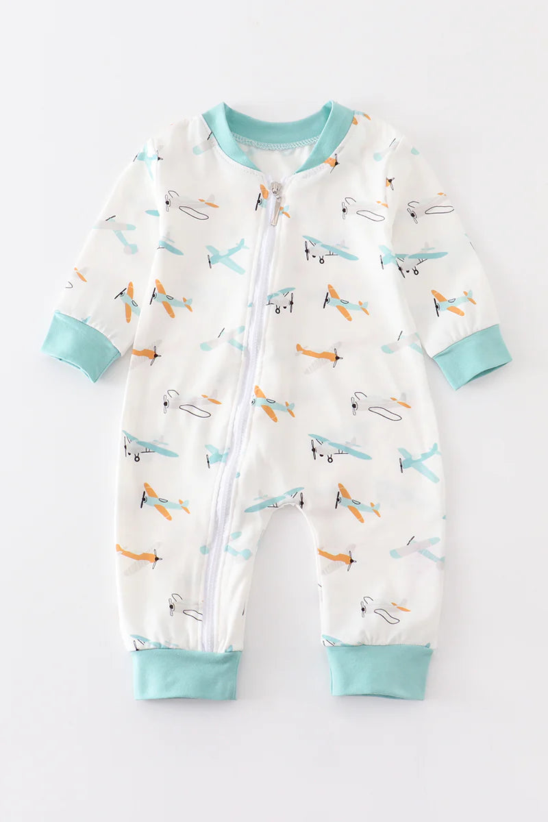 Aircraft Print Baby Boy Romper - Braxton Rayemyer 