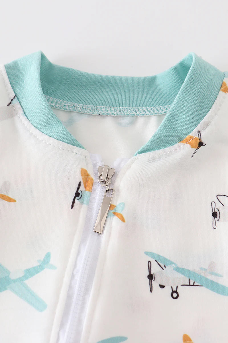 Aircraft Print Baby Boy Romper - Braxton Rayemyer 