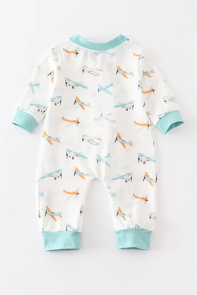 Aircraft Print Baby Boy Romper - Braxton Rayemyer 