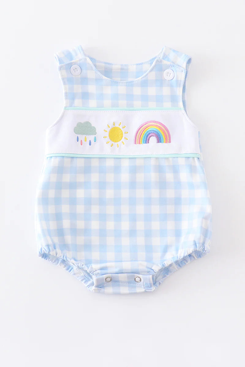 Rainbow Sun Embroidery Plaid Bubble - Braxton Rayemyer 