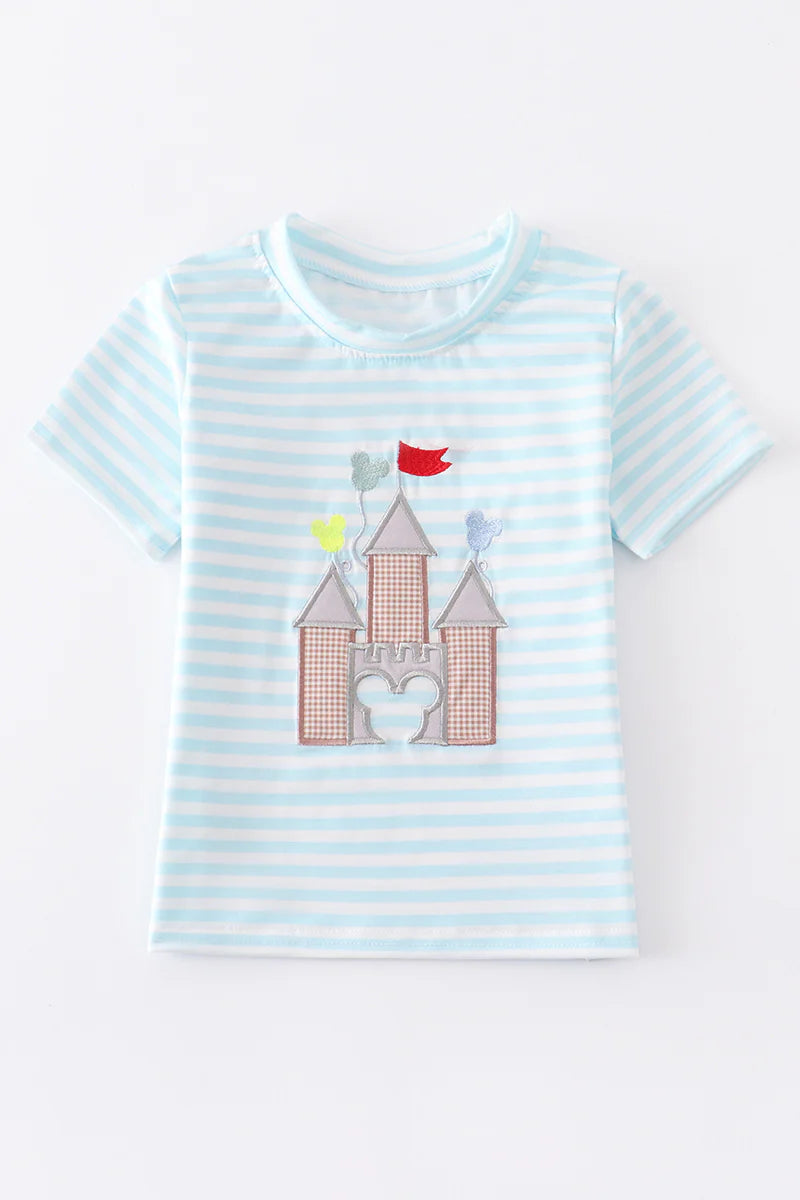 Stripe Castle Appliqué Boy Top - Braxton Rayemyer 