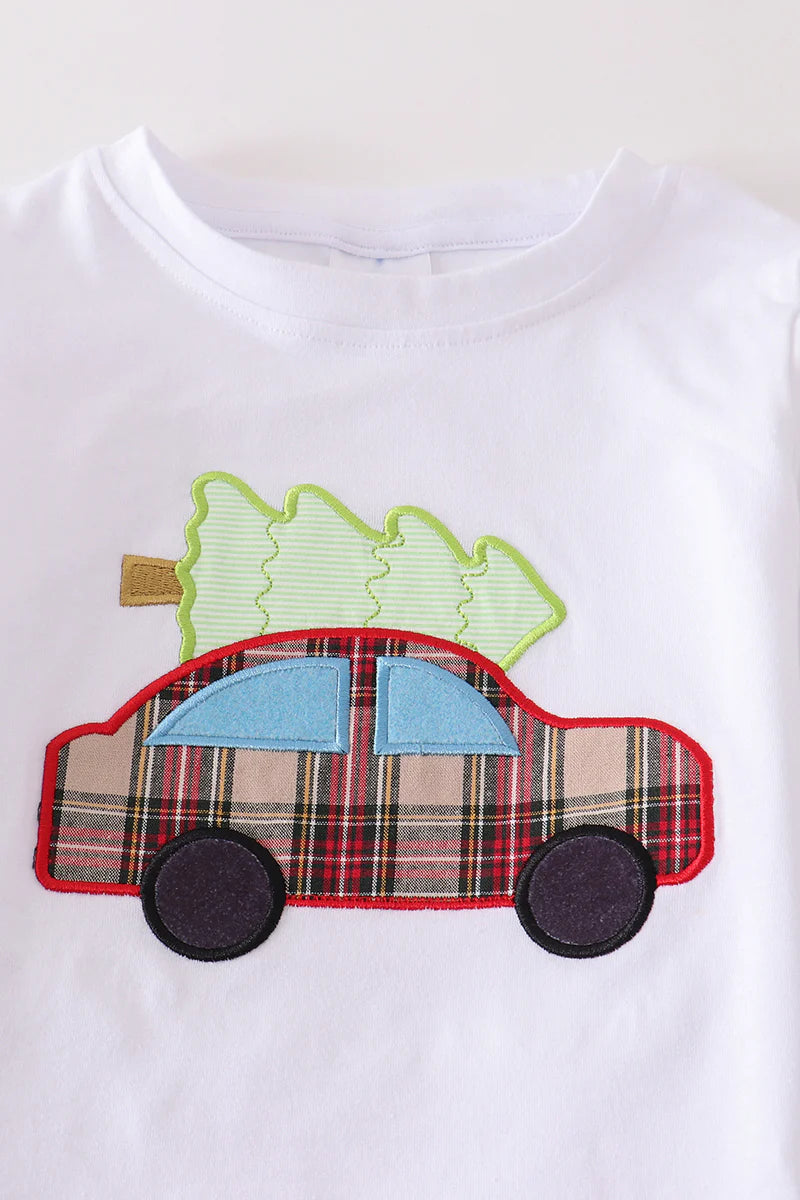 Christmas Car Appliqué Plaid Pants Set - Braxton Rayemyer 