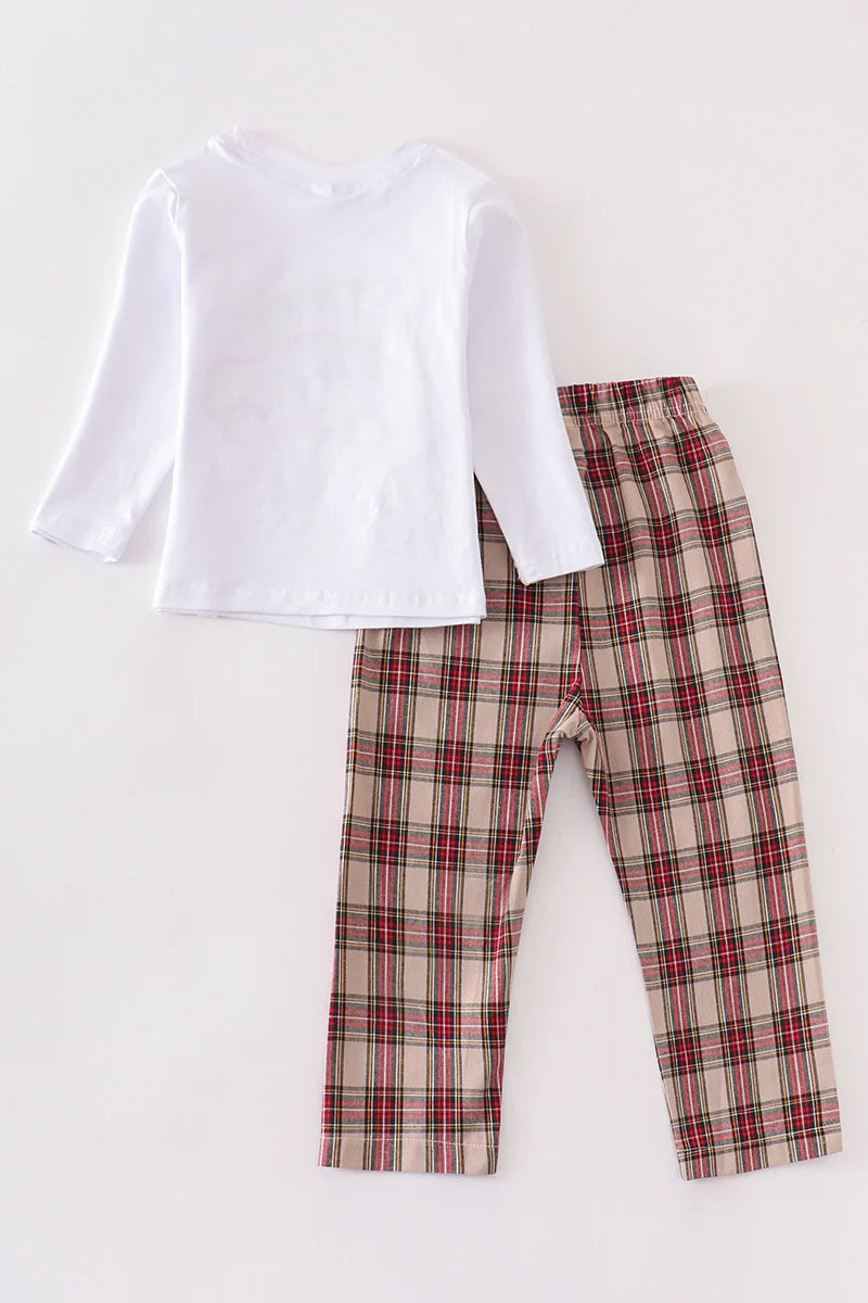 Christmas Car Appliqué Plaid Pants Set - Braxton Rayemyer 