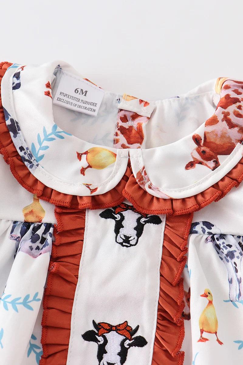 Honeydew - Cow print ruffle baby set - Braxton Rayemyer 