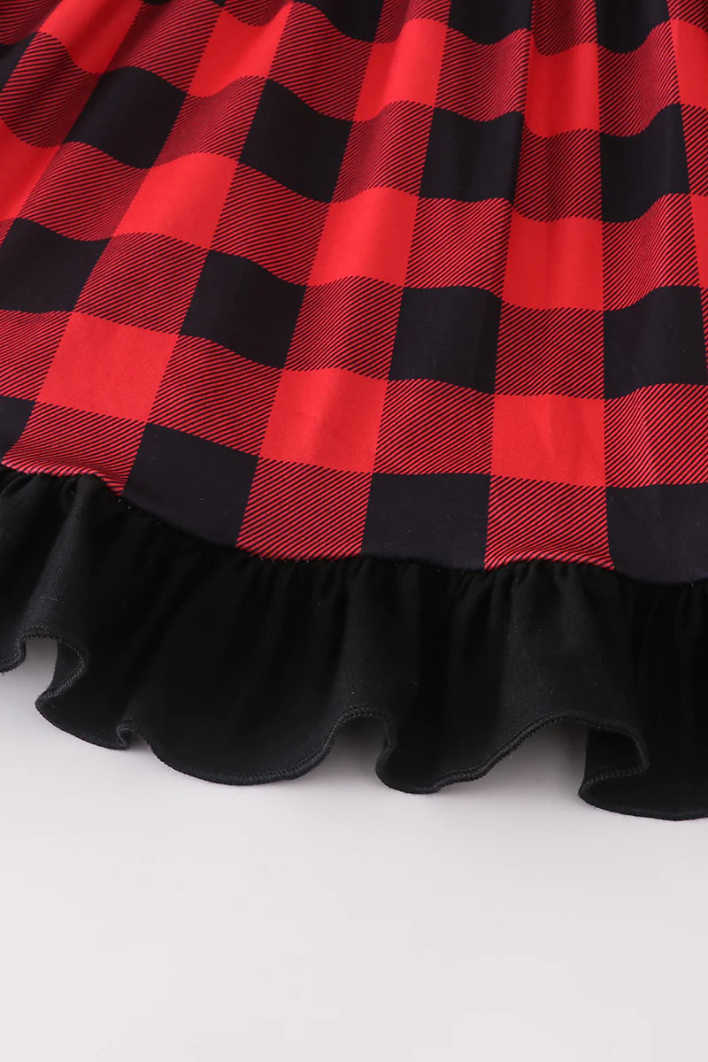 Red Plaid Christmas Tree Ruffle Dress - Braxton Rayemyer 