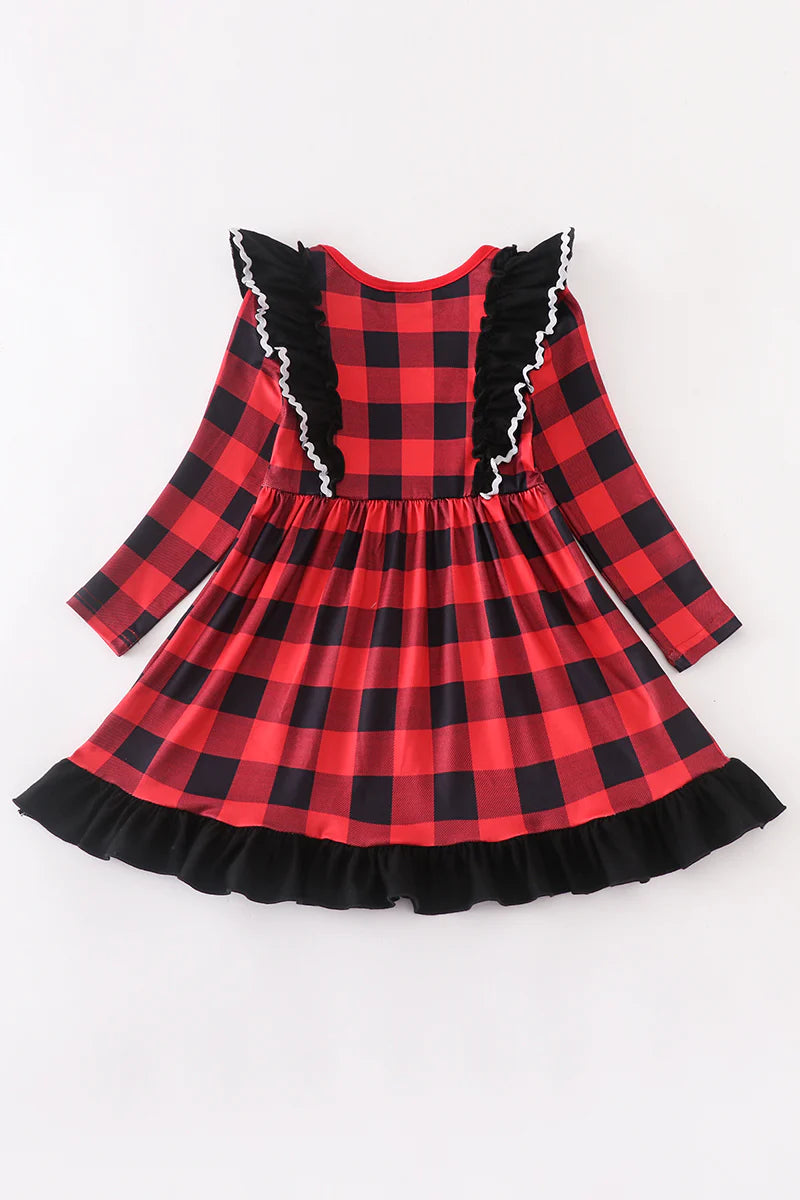 Red Plaid Christmas Tree Ruffle Dress - Braxton Rayemyer 