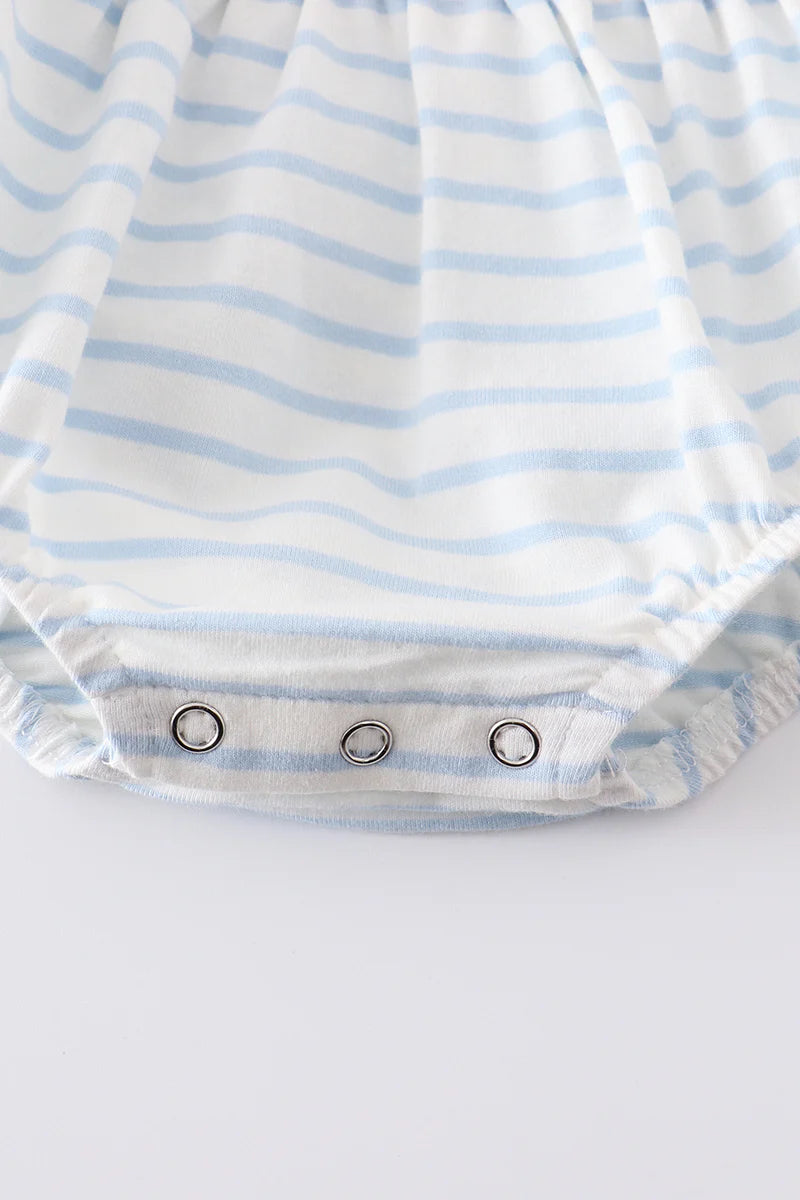 Blue stripe badminton racket appliqué baby romper - Braxton Rayemyer 