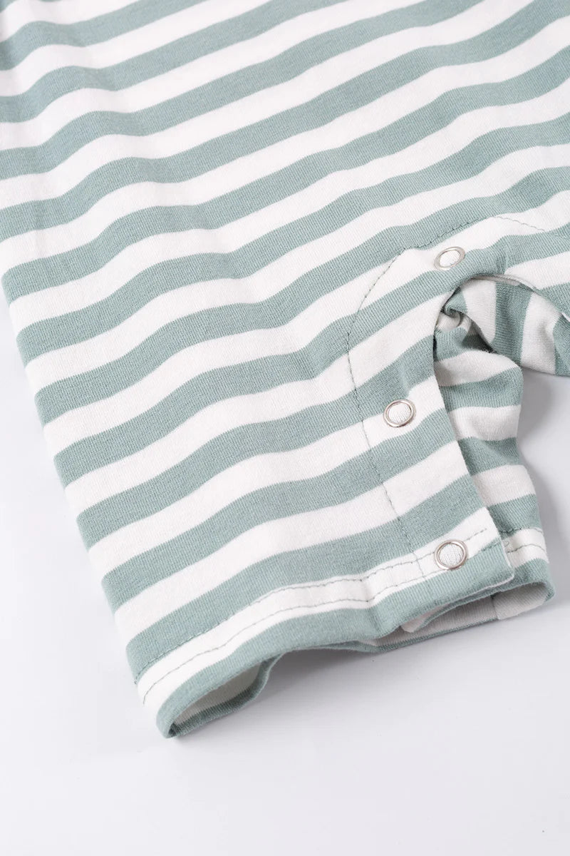 Green Stripe Sheep Appliqué Boy Romper - Braxton Rayemyer 