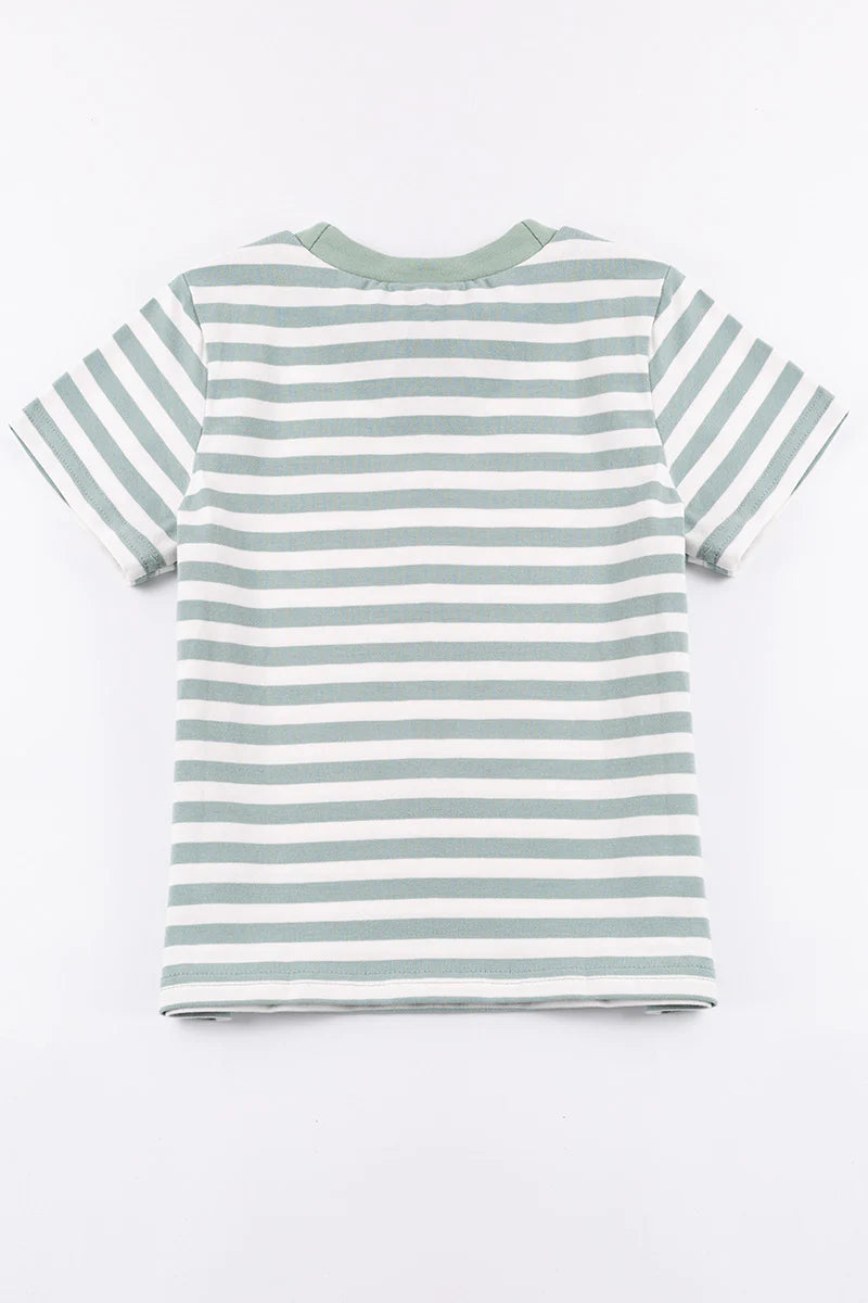 Green Stripe Sheep Appliqué Boy Top - Braxton Rayemyer 