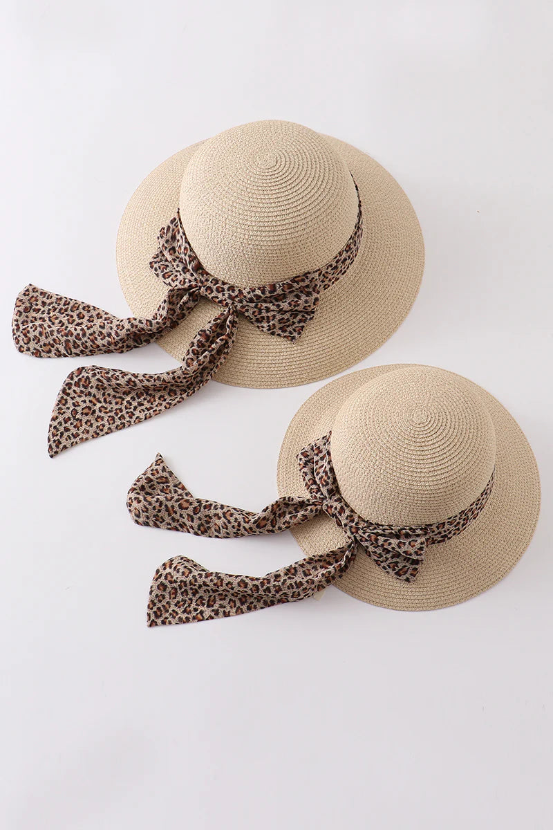 Cream Leopard Silk Ribbon Straw Hat - Mommy and Me - Braxton Rayemyer 