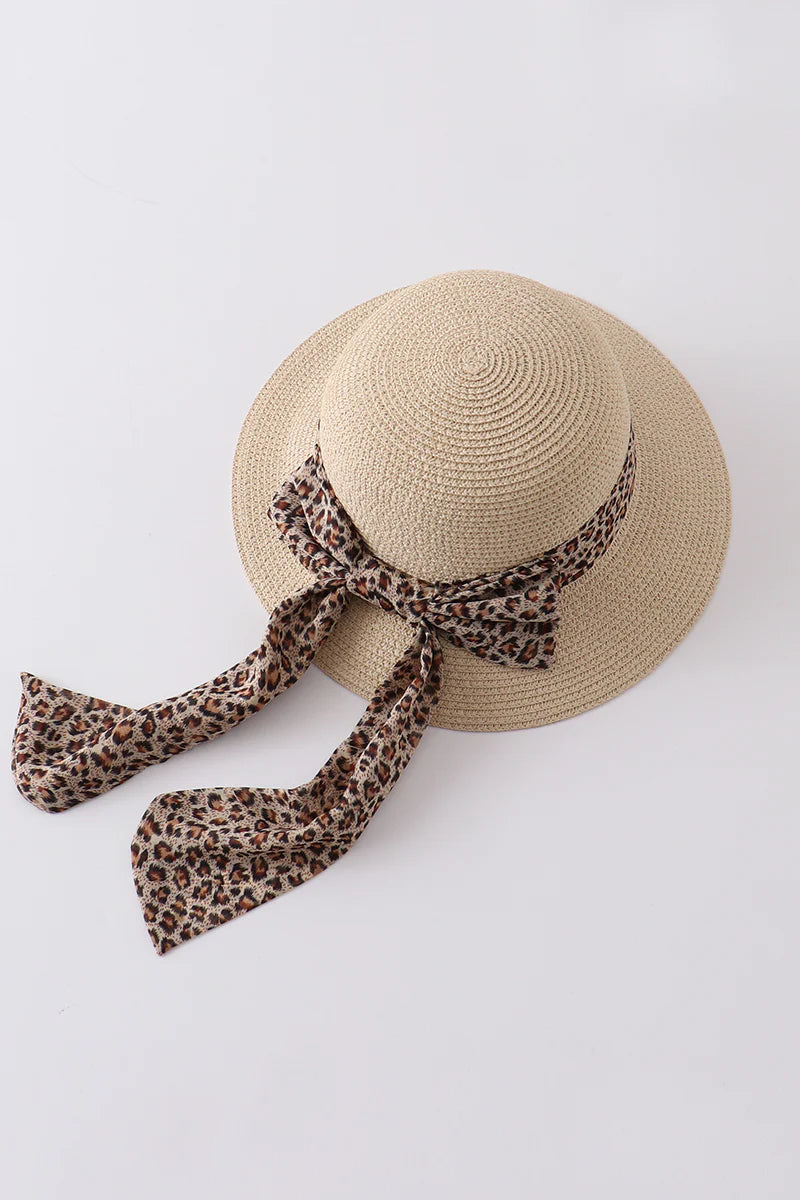 Cream Leopard Silk Ribbon Straw Hat - Mommy and Me - Braxton Rayemyer 