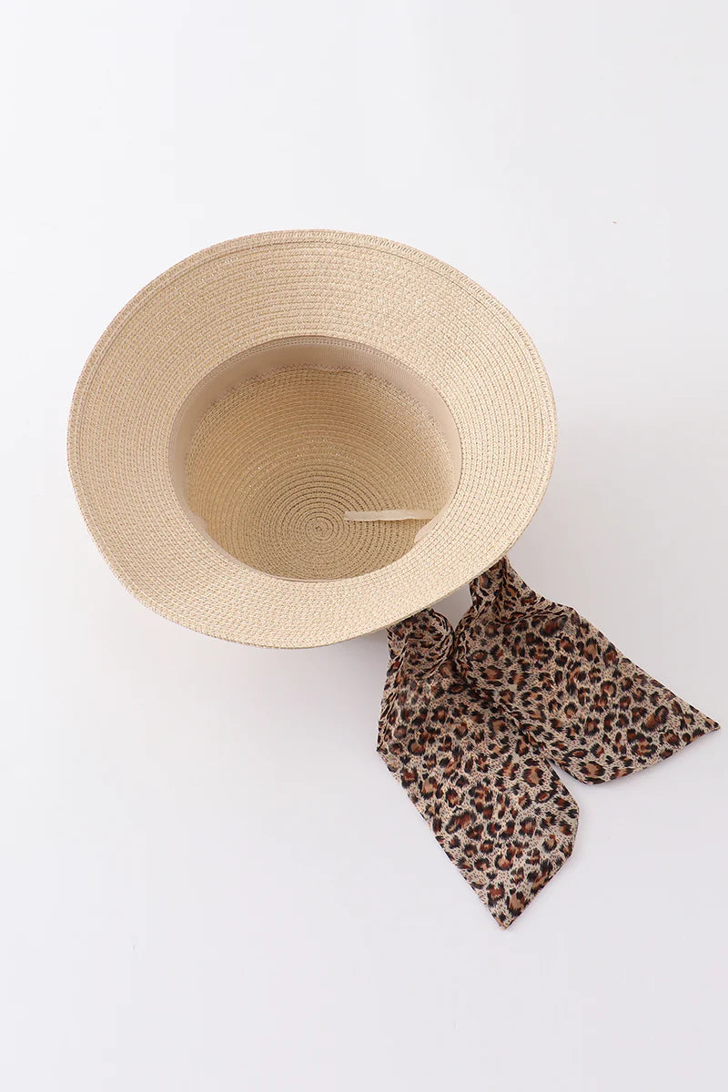 Cream Leopard Silk Ribbon Straw Hat - Mommy and Me - Braxton Rayemyer 