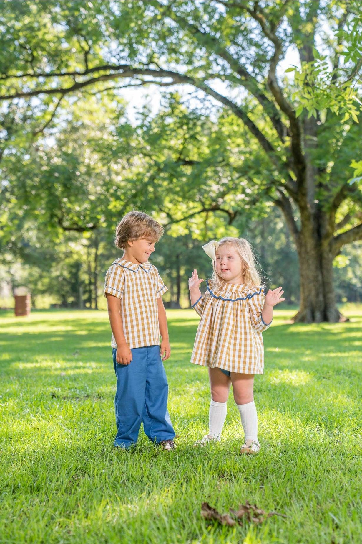 Charles Mustard Check Pants Set - Braxton Rayemyer 