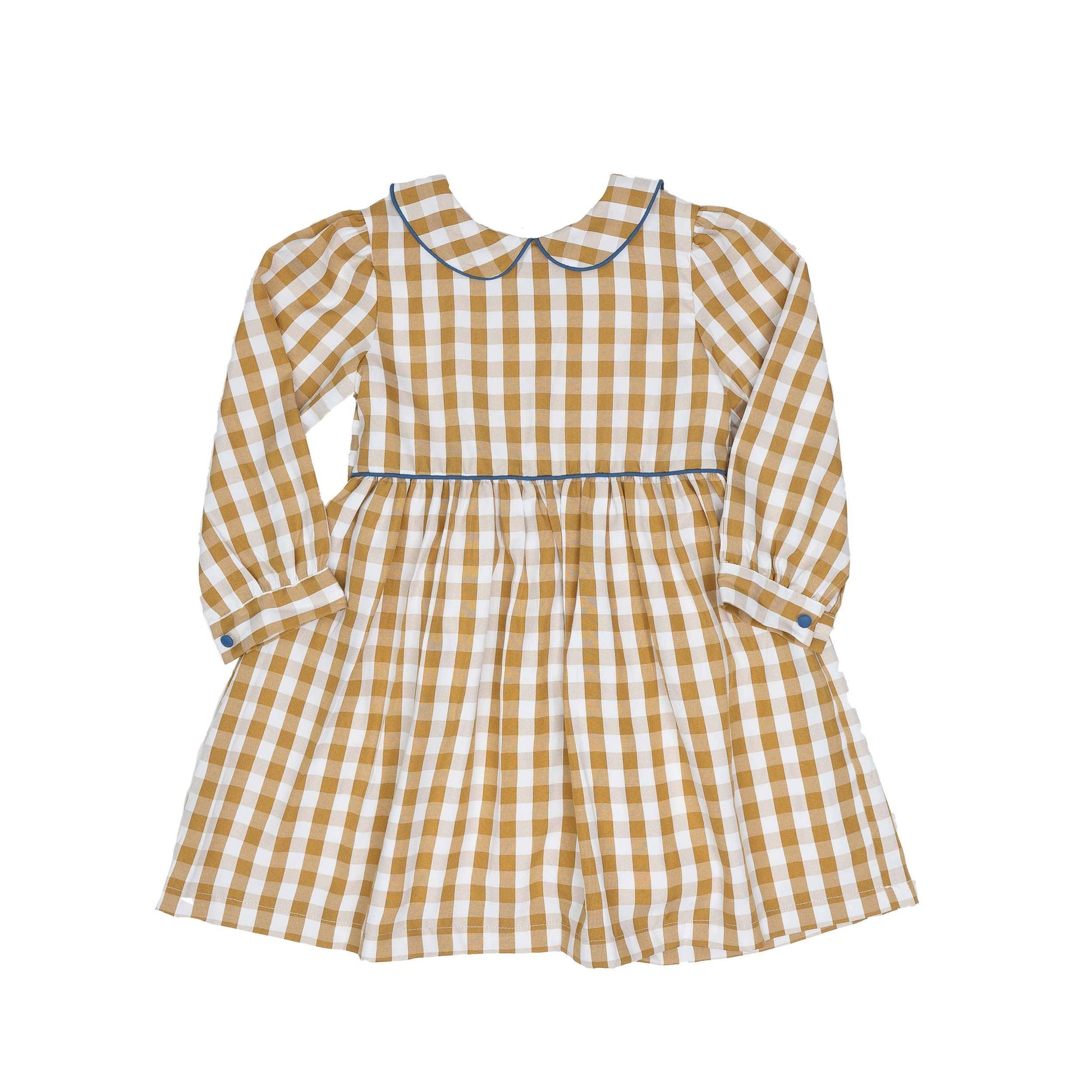 Janey Mustard Check Dress - Braxton Rayemyer 