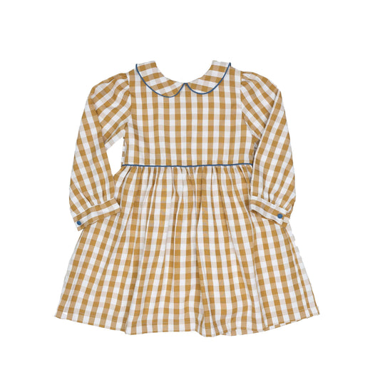 Janey Mustard Check Dress - Braxton Rayemyer 