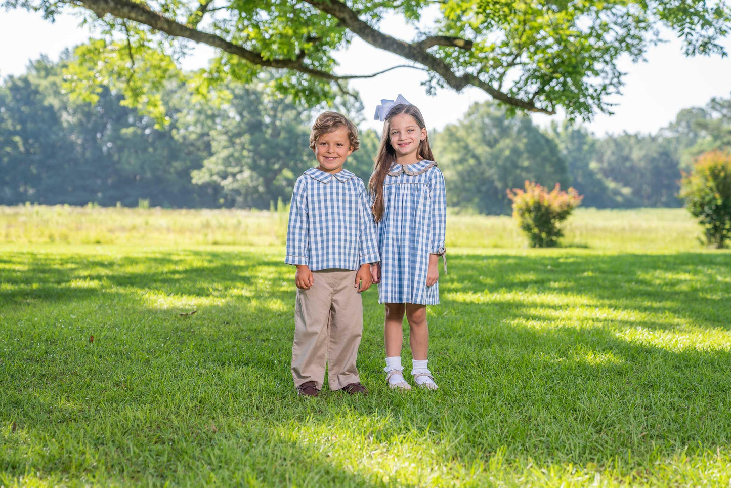 Cecilia Blue Check Dress - Braxton Rayemyer 